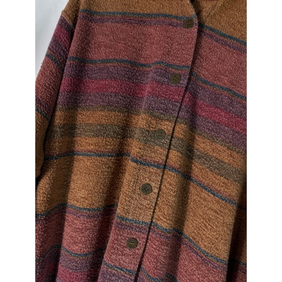 VTG STYLE NEW YORK Striped Textured Oversized Button Up Shirt Women's Size‎ S - Picture 2 of 10